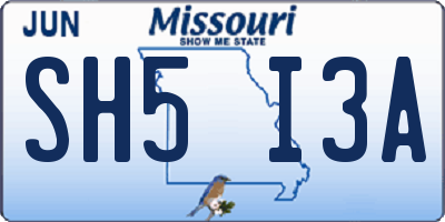 MO license plate SH5I3A