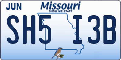 MO license plate SH5I3B