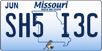 MO license plate SH5I3C