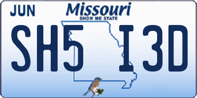 MO license plate SH5I3D