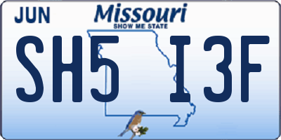 MO license plate SH5I3F