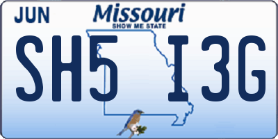 MO license plate SH5I3G