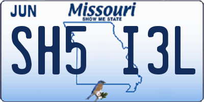 MO license plate SH5I3L