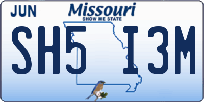 MO license plate SH5I3M