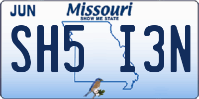 MO license plate SH5I3N
