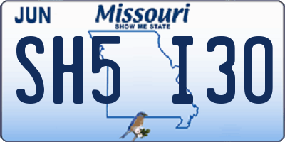 MO license plate SH5I3O