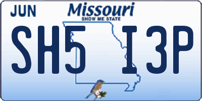 MO license plate SH5I3P