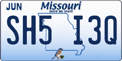MO license plate SH5I3Q