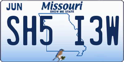 MO license plate SH5I3W