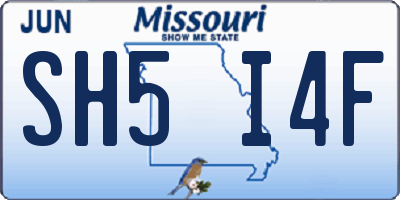 MO license plate SH5I4F