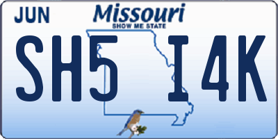 MO license plate SH5I4K