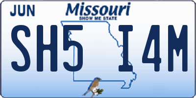 MO license plate SH5I4M