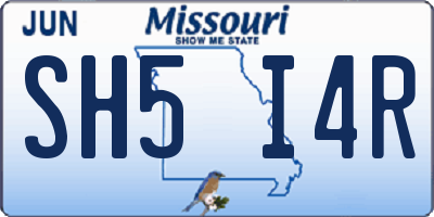 MO license plate SH5I4R