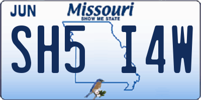 MO license plate SH5I4W