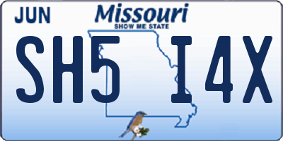 MO license plate SH5I4X