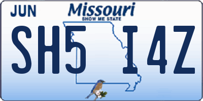 MO license plate SH5I4Z