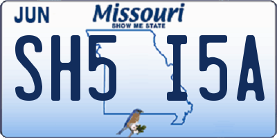 MO license plate SH5I5A