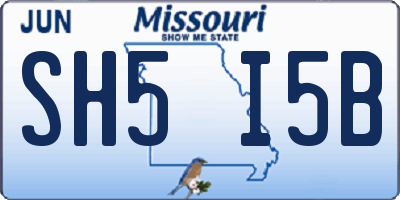 MO license plate SH5I5B