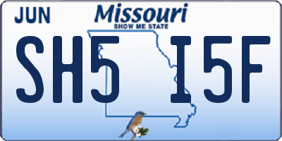MO license plate SH5I5F