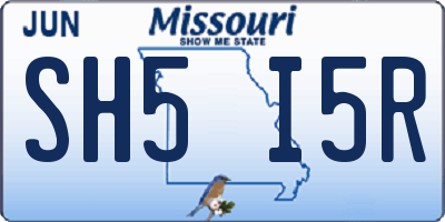 MO license plate SH5I5R