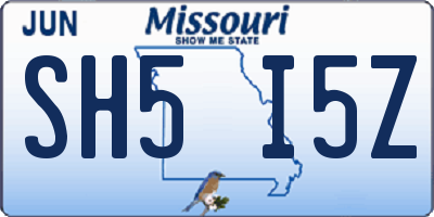 MO license plate SH5I5Z