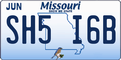 MO license plate SH5I6B