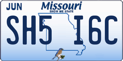MO license plate SH5I6C