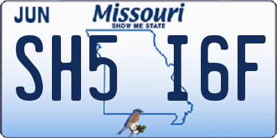 MO license plate SH5I6F