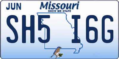 MO license plate SH5I6G