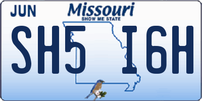 MO license plate SH5I6H