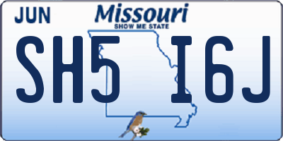 MO license plate SH5I6J