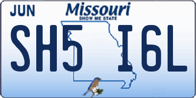 MO license plate SH5I6L