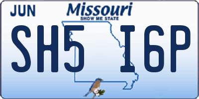 MO license plate SH5I6P