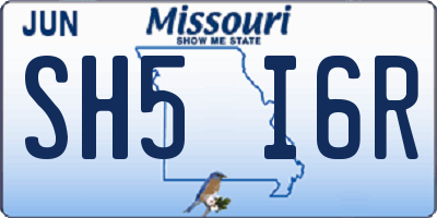 MO license plate SH5I6R