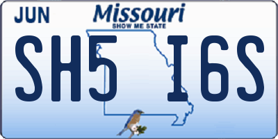 MO license plate SH5I6S
