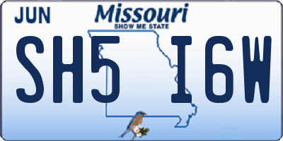 MO license plate SH5I6W