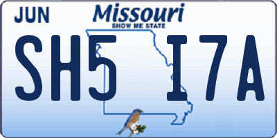 MO license plate SH5I7A