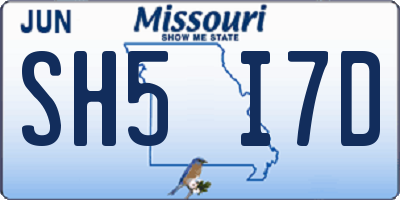MO license plate SH5I7D