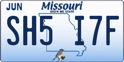 MO license plate SH5I7F