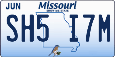 MO license plate SH5I7M