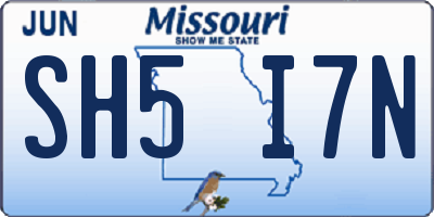MO license plate SH5I7N