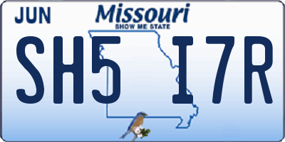 MO license plate SH5I7R