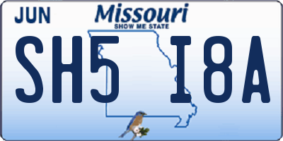 MO license plate SH5I8A