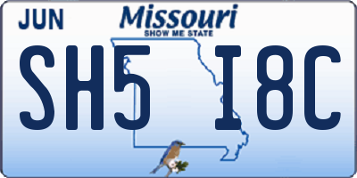 MO license plate SH5I8C
