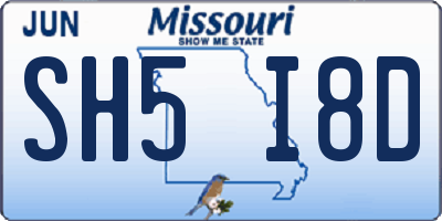 MO license plate SH5I8D