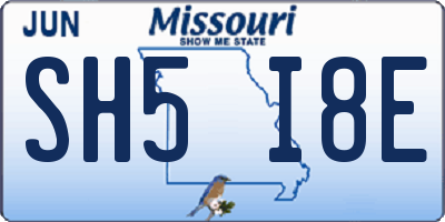 MO license plate SH5I8E