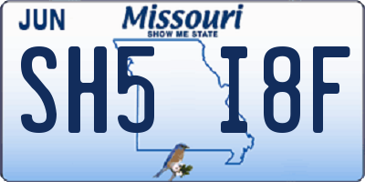 MO license plate SH5I8F