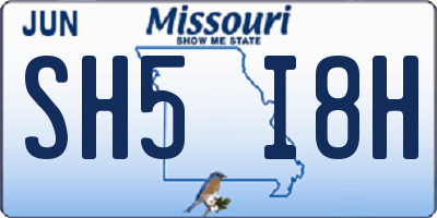 MO license plate SH5I8H