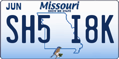 MO license plate SH5I8K