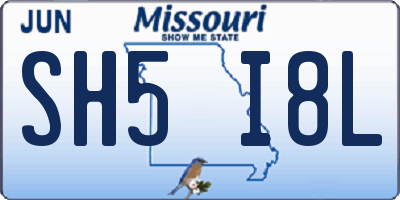 MO license plate SH5I8L